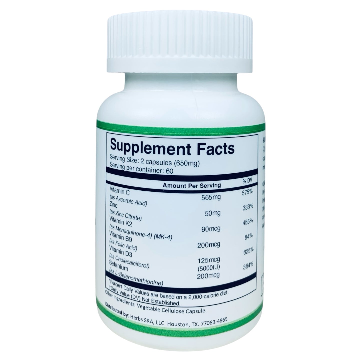 VITAMINS C,D3,K2,B9, AND MINERALS ZINC AND SELENIUM