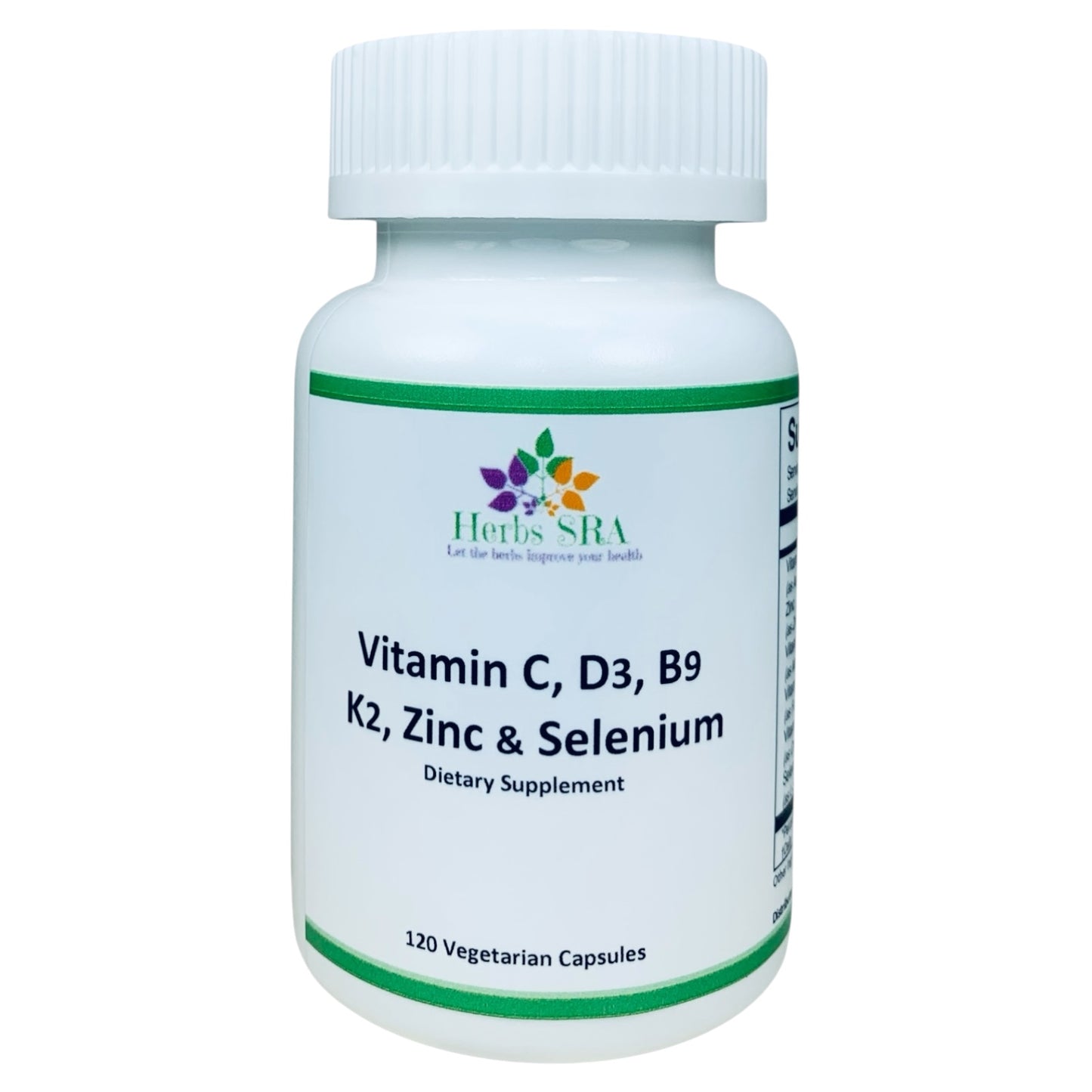 VITAMINS C,D3,K2,B9, AND MINERALS ZINC AND SELENIUM